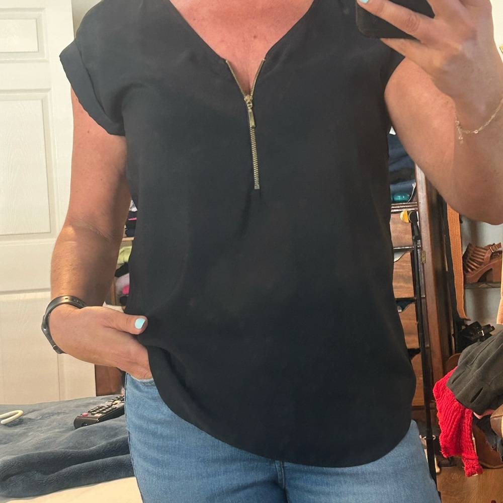 Express Black Zippered Blouse